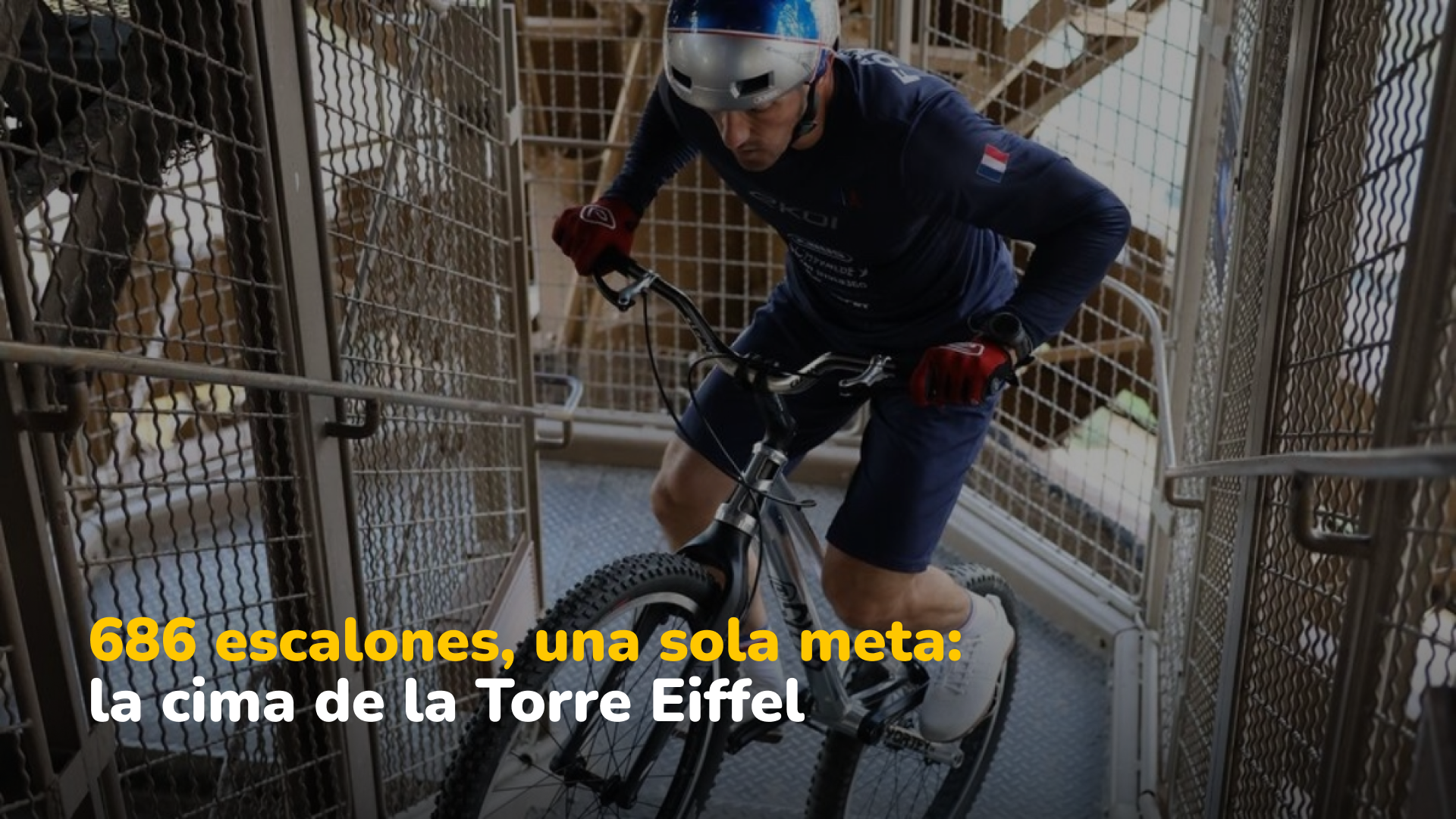 Aurélien Fontenoy conquista la Torre Eiffel: sube 686 escalones en bicicleta y rompe récord histórico