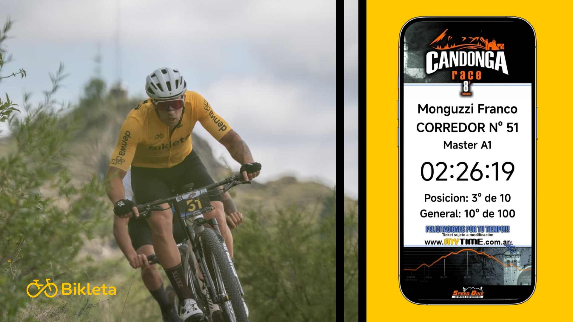 Candonga Race 2025: Franco Monguzzi quedó 3º en su categoría, top 10 en la general y brilló representando a Bikleta